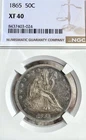 1865 ~ Seated Liberty Half Dollar ~ NGC XF40 ~ Antique Toned & Great Patina!!
