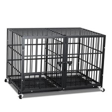 EZ4ENCE 42/48/54 Inch Metal Dog Crate for Large Indestructible 42 inches
