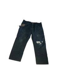 Wrangler Riggs Workwear Black Ripstop Ranger Cargo Pants 36X30 Distressed Paint