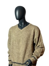 Vintage Strickpullover Beige, V-Neck, Retro K...