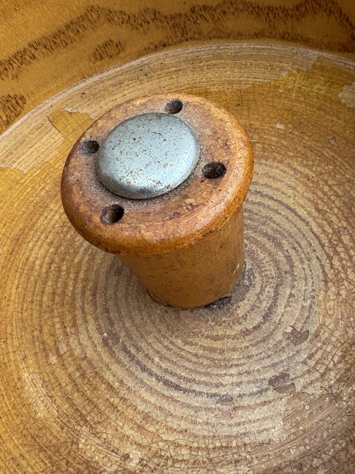 VTG Nut Cracker Set Wooden Log Bark Nut Bowl w/3 HMO Nut Crackers Picks