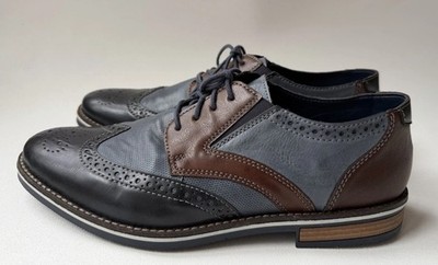Rieker Anti-Stress Men s Blue Brown QWingtip Shoes Lightweight Size 9/EUR 42
