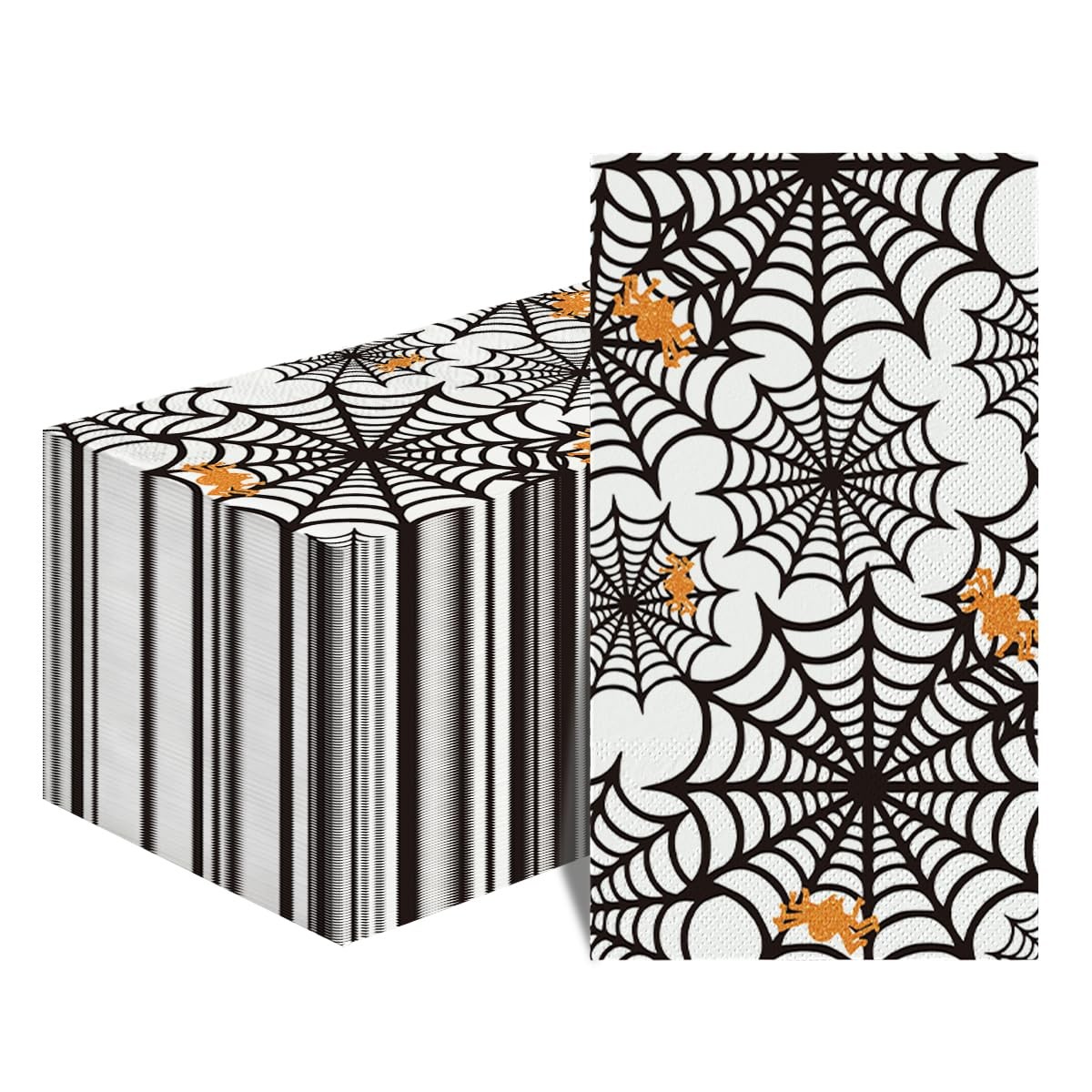 100Pcs Halloween Paper Napkins, Scary Themed Cobweb