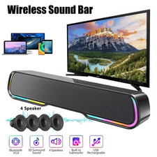 Surround Sound Bar 4 Speaker System Wireless Bluetooth Subwoofer Home Theater