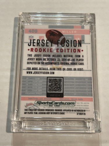 2024 JERSEY FUSION ROOKIE EDITION VON MILLER 20/25 SCORE TRIPLE PATCH C2 - Picture 2 of 2