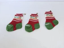 Vintage Christmas knit stockings miniature mini