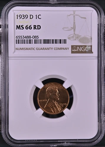 1939-D 1C RD Lincoln Wheat One Cent NGC MS66RD  6553488-085