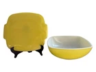 Vintage Pyrex 515-B & 515-C Yellow 1.5 Quart Hostess Casserole Square Bowl & Lid