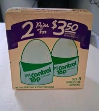 Vintage Leggs Control Top Sheer Toe Suntan Color Size B Twin Pack