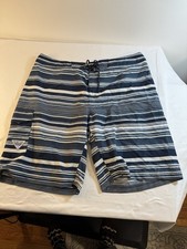 Columbia PFG Board Shorts 40W 11L Blue Striped Swim Trunks Performance Fishing