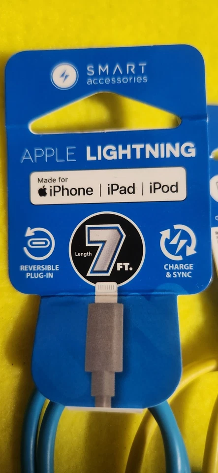 2 - Smart Accessories Apple Lightning USB-C Cable yellow and blue new with tag - Image 2 of 3