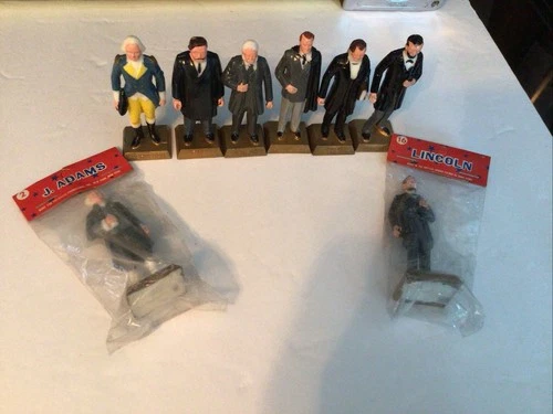 Vtg. Marx Toys 1960’s  6 Plastic United States Presidents Figures + 2 In Org.pkg