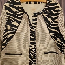 Chico's Zebra Print Button Front Jacket Blazer Size 3 Career Office XXL