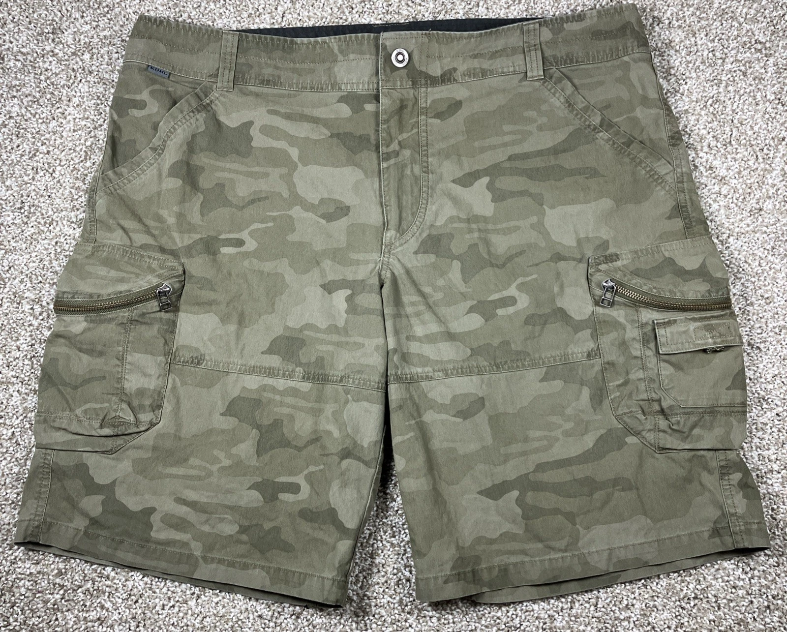 Kuhl Ambush Camo Cargo Shorts Size 40 10" Inseam Outdoor Hiking Tactical