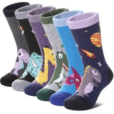 Kids Merino Wool Hiking Socks Toddlers Boys Girls Cozy Thermal 1-3T Dinosaur