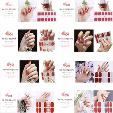 Full Size Nail Wraps Stickers Polish Manicure Art Self Stick Decor 3D Red Style