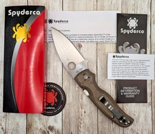 🔥🟤RARE Spyderco Shaman, Sprint Run Z-WEAR PM, Brown Micarta, C229MPZW, NEW📬