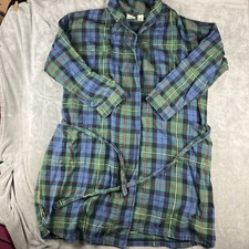 LL Bean Flannel Robe Lounge Men's Size XL Extra Large Blue Green Plaid