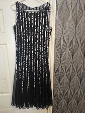 Xscape By Joanna Chen Ladies Black White Lined Midi Dress Size Uk8 Eur36