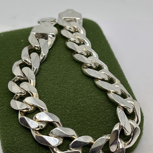 (1799)Sterling Silver 925 Heavy Curb Bracelet - Picture 4 of 9