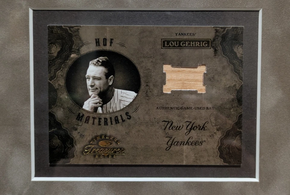 Babe Ruth & Lou Gehrig Custom Framed Game Used Bat Cards, New York Yankees! - Image 3 of 4