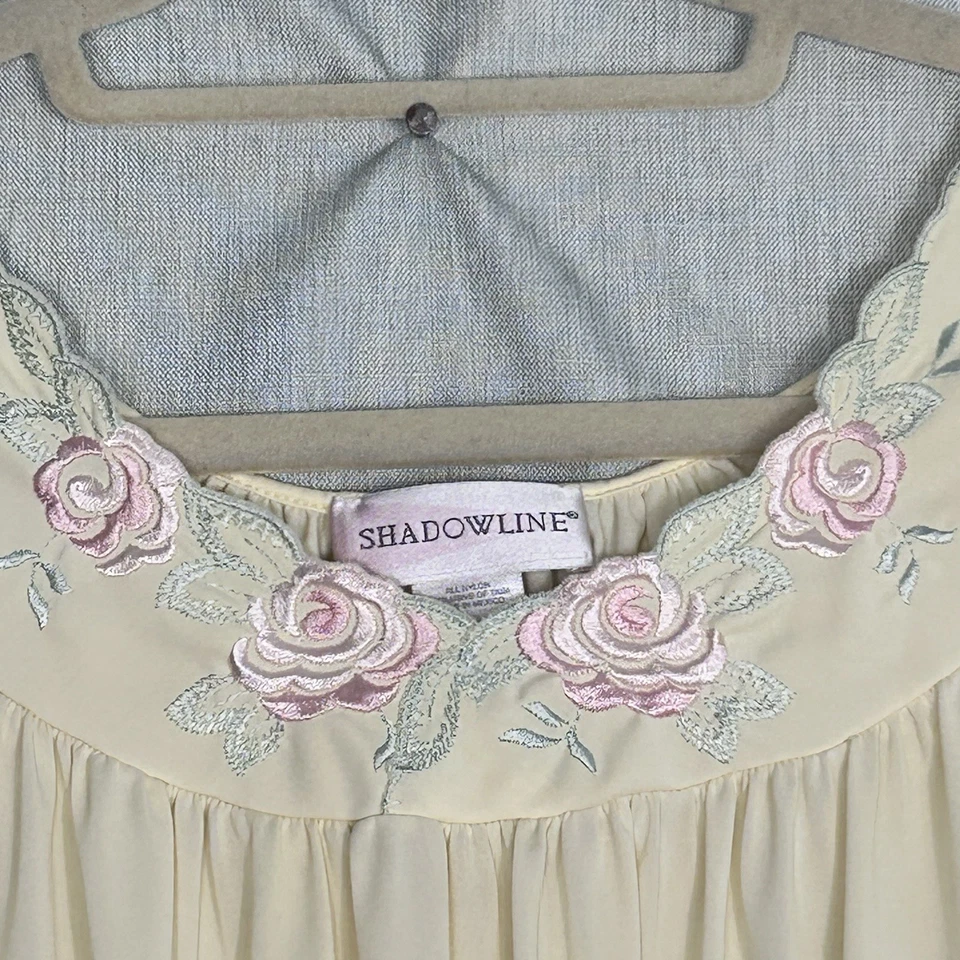 Camisón Shadowline Talla M Mediano Amarillo Bordado Flores Manga Corta (S) Foto 4 de 4