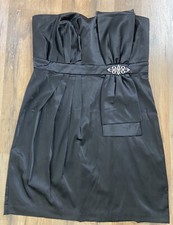 Trixxi Short Black Satin Strapless Cocktail Party Dress Size 13 Little Black Dre
