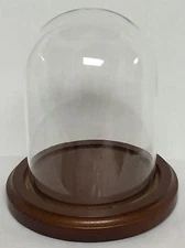 Clock, Doll or Display Glass Dome 3" x 4"  (Walnut Base) #331 - New