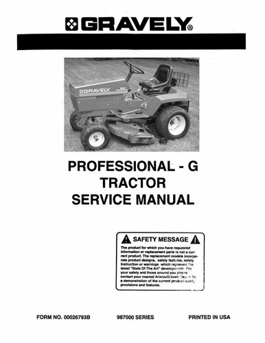 Gravely Pro G Professional G Traktor Serviceanleitung, Bediener, Teile -9-Handbücher - Bild 2 von 12