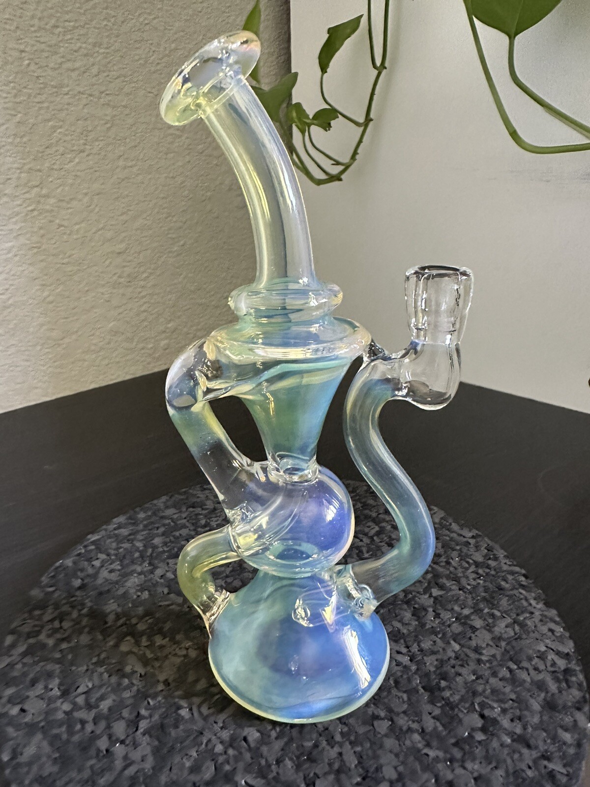 6” 10mm Raindance Glass Klein Recycler Vortex Made In USA Silver Fumed