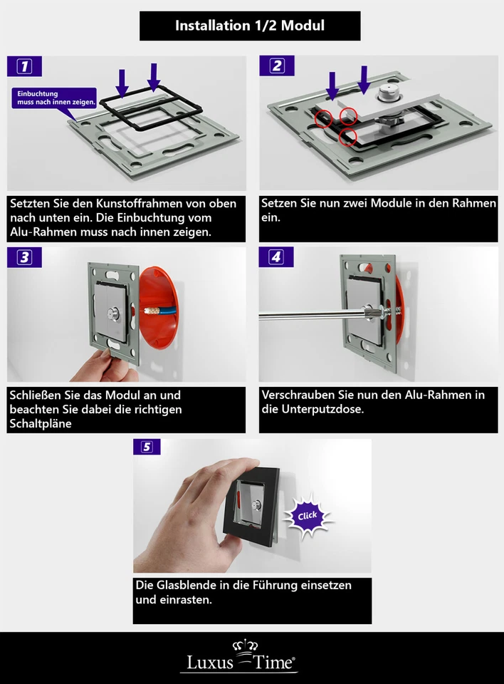 Wippschalter Steckdose Lichtschalter Dimmer Bewegungsmelder Aluminium Luxus-Time - Bild 4 von 4