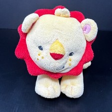 Fisher Price Lion Yellow Red Plush Baby Rattle Crinkle 6" Stuffed Animal Toy