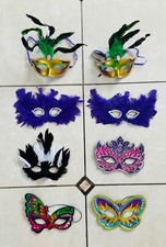 Lot of 8 New Mardi Gras Costume Masks Assorted Styles SHIPS FREE FROM USA