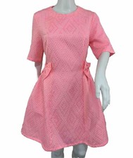 ASOS Dress Size 8 Knee Length PINK Bows Full Skirt Elbow Sleeve Party Barbiecore