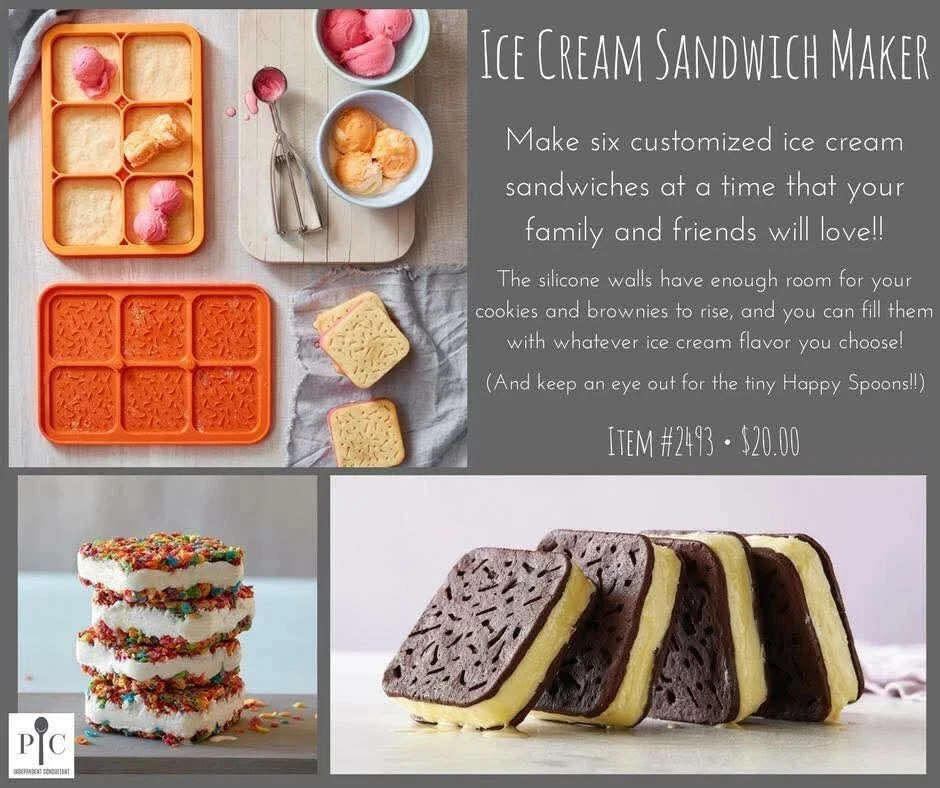Pampered Chef Ice Cream Sandwich Maker #2493 Silicone & Nylon Orange New Sealed
