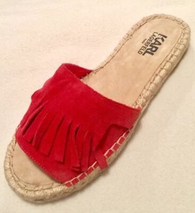 Karl Lagerfeld Slides Sandals Orange Suede Flat Espadrilles sz 7.5 | eBay