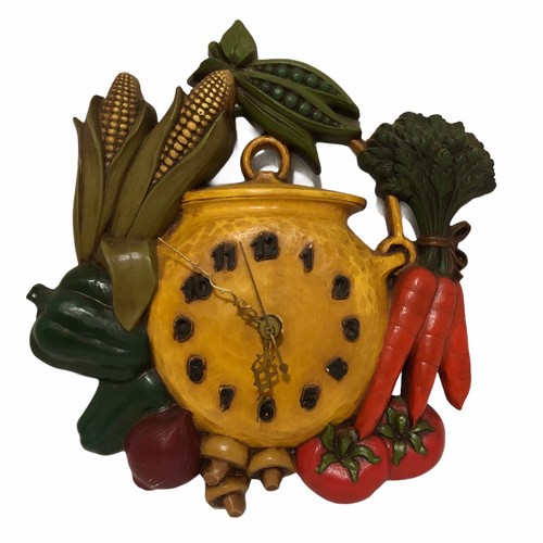Vintage Mountainside Pottery Ceramic Vegetables Pot Kitchen Wall Clock REPAIRS