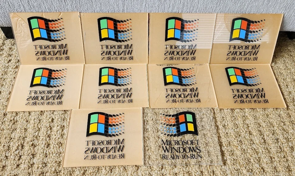 LOT of 9 - Microsoft Windows Ready-To-Run - plastic/plexi-glass Sticker/Sign - Image 2 of 3