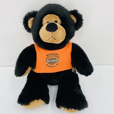 HARLEY DAVIDSON Motorcycles 14  plush Black BEAR bean bag toy w/ tag 2003