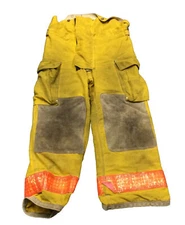 Globe 32x28 Firefighter Bunker Turnout Pants Yellow  Orange Stripes P1424
