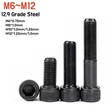 M6 M8 M10M12 Fine Pitch Socket Cap Screws High Tensile Black 12.9 Allen Key Bolt