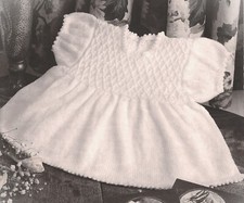 SMOCKED YOKED DRESS VINTAGE KNITTING PATTERN IN 3PLY TO FIT 18-22"  D57