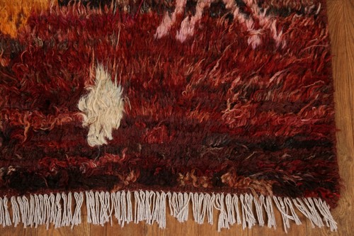 Thick-Plush Modern Moroccan Berber Rug Geometric Hand-knotted Runner Rug 3'x13' - Picture 6 of 12