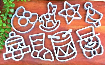 VTG Crystal Candy Christmas 8 Piece Cookie Cutters Stained Glass Like Ornaments