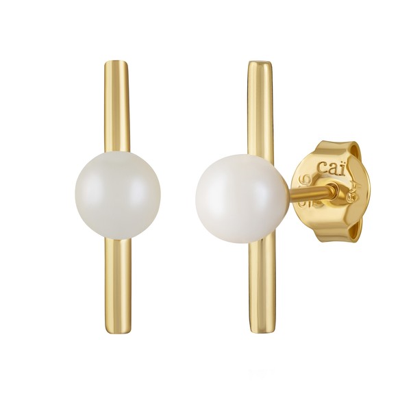 Cai Women Ohrstecker 925 Sterling Silber Vergoldet SüßWasserzuchtperlen Perlen-image