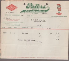 Peters International Diamond Brand Shoe Co. St Louis Invoice Dated 06/26/1922