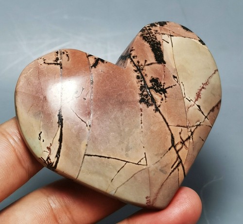 Natural Dendritic Chinese Painting Jasper Heart Reiki Stone Healing - Picture 6 of 8