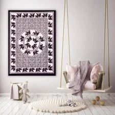 Cotton Elephant Indian Mandala Wall Hanging Decor Bohemian Poster Tapestry Throw
