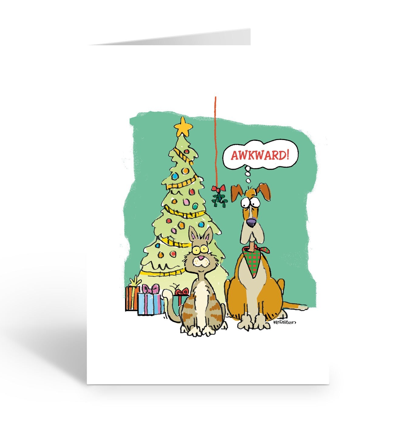 Funny Dog & Cat Christmas Cards - Awkward Moment! - 18 Boxed Cards and ...