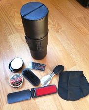 Leed's Mens SHOE Shine & Sewing TRAVEL KIT New In box 9" Cylinder Case